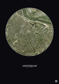 Affiche Amsterdam – Poster vue satellite | Gravura – Fond foncé