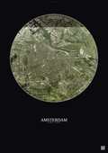 Affiche Amsterdam – Poster vue satellite | Gravura – Fond foncé