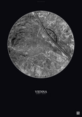 Affiche Vienna – Poster vue satellite | Gravura – Fond foncé