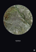 Affiche Vienna – Poster vue satellite | Gravura – Fond foncé