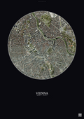 Affiche Vienna – Poster vue satellite | Gravura – Fond foncé