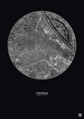 Affiche Vienna – Poster vue satellite | Gravura – Fond foncé