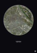 Affiche Vienna – Poster vue satellite | Gravura – Fond foncé