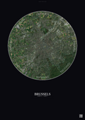 Affiche Brussels – Poster vue satellite | Gravura – Fond foncé