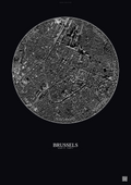 Affiche Brussels – Poster vue satellite | Gravura – Fond foncé