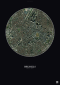 Affiche Brussels – Poster vue satellite | Gravura – Fond foncé