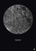 Affiche Warsaw – Poster vue satellite | Gravura – Fond foncé