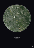 Affiche Warsaw – Poster vue satellite | Gravura – Fond foncé