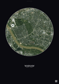 Affiche Warsaw – Poster vue satellite | Gravura – Fond foncé