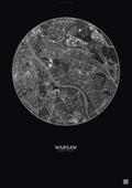 Affiche Warsaw – Poster vue satellite | Gravura – Fond foncé
