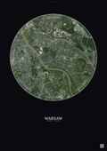 Affiche Warsaw – Poster vue satellite | Gravura – Fond foncé