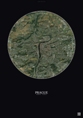 Affiche Prague – Poster vue satellite | Gravura – Fond foncé