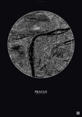 Affiche Prague – Poster vue satellite | Gravura – Fond foncé