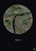 Affiche Prague – Poster vue satellite | Gravura – Fond foncé