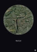 Affiche Prague – Poster vue satellite | Gravura – Fond foncé
