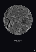 Affiche Budapest – Poster vue satellite | Gravura – Fond foncé