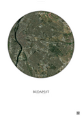 Affiche Budapest – Poster vue satellite | Gravura – Fond clair