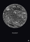 Affiche Budapest – Poster vue satellite | Gravura – Fond foncé