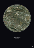 Affiche Budapest – Poster vue satellite | Gravura – Fond foncé