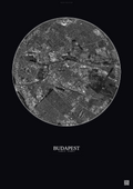 Affiche Budapest – Poster vue satellite | Gravura – Fond foncé