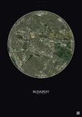 Affiche Budapest – Poster vue satellite | Gravura – Fond foncé