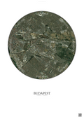 Affiche Budapest – Poster vue satellite | Gravura – Fond clair