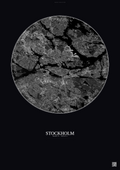 Affiche Stockholm – Poster vue satellite | Gravura – Fond foncé