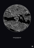 Affiche Stockholm – Poster vue satellite | Gravura – Fond foncé