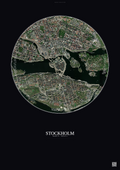 Affiche Stockholm – Poster vue satellite | Gravura – Fond foncé
