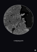 Affiche Copenhagen – Poster vue satellite | Gravura – Fond foncé