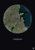 Affiche Copenhagen – Poster vue satellite | Gravura – Fond foncé