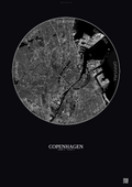 Affiche Copenhagen – Poster vue satellite | Gravura – Fond foncé