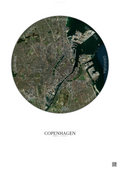 Affiche Copenhagen – Poster vue satellite | Gravura – Fond clair