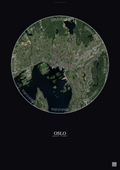 Affiche Oslo – Poster vue satellite | Gravura – Fond foncé