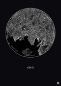 Affiche Oslo – Poster vue satellite | Gravura – Fond foncé