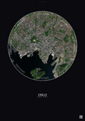 Affiche Oslo – Poster vue satellite | Gravura – Fond foncé