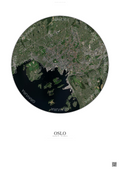 Affiche Oslo – Poster vue satellite | Gravura – Fond clair