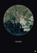 Affiche Helsinki – Poster vue satellite | Gravura – Fond foncé