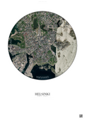 Affiche Helsinki – Poster vue satellite | Gravura – Fond clair