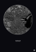 Affiche Dublin – Poster vue satellite | Gravura – Fond foncé
