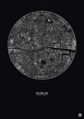 Affiche Dublin – Poster vue satellite | Gravura – Fond foncé