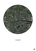 Affiche Dublin – Poster vue satellite | Gravura – Fond clair