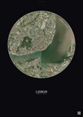 Affiche Lisbon – Poster vue satellite | Gravura – Fond foncé