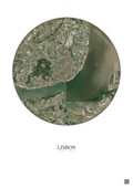 Affiche Lisbon – Poster vue satellite | Gravura – Fond clair