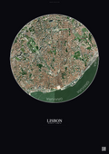 Affiche Lisbon – Poster vue satellite | Gravura – Fond foncé