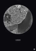Affiche Lisbon – Poster vue satellite | Gravura – Fond foncé