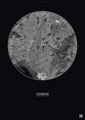 Affiche Athens – Poster vue satellite | Gravura – Fond foncé