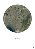 Affiche Athens – Poster vue satellite | Gravura – Fond clair