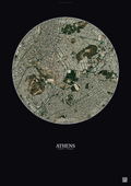 Affiche Athens – Poster vue satellite | Gravura – Fond foncé