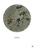 Affiche Athens – Poster vue satellite | Gravura – Fond clair